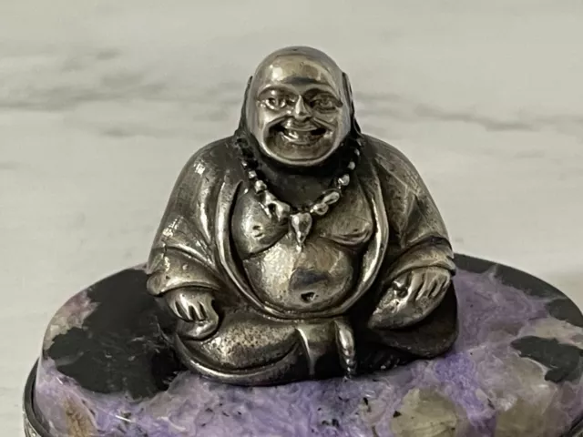 875 / 84 Zolotniki Buddha Figur auf Sockel, Russland