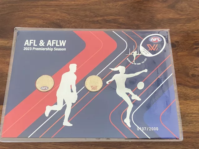 2023 AFL & AFLW Two $1 Coloured Coin & Stamp Limited Edition PNC