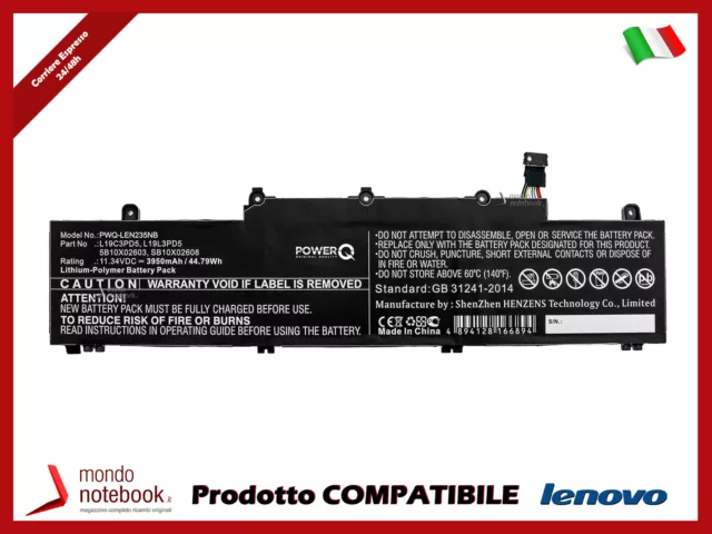 Batterie PowerQ pour LENOVO THINKPAD E14 Gen 2 3950 MAH 11.34V P/N 5B10X02600