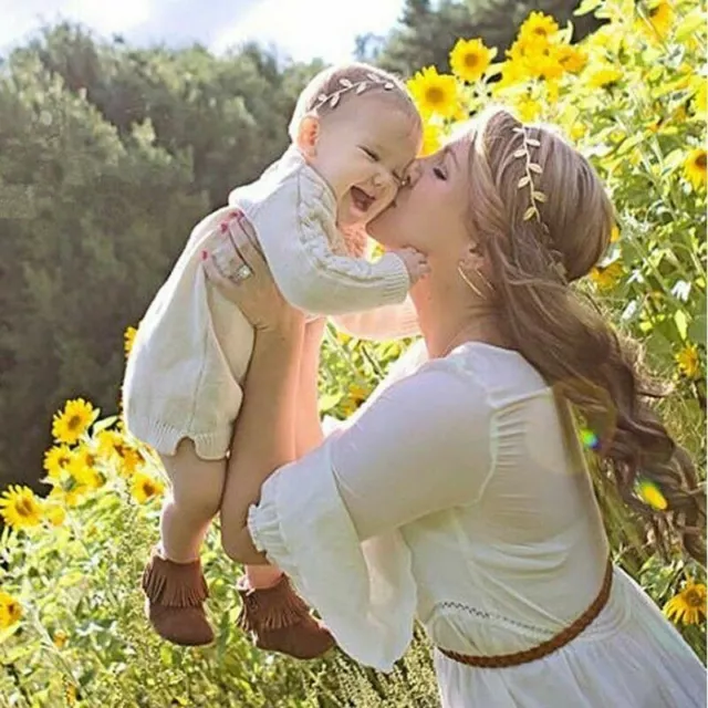 Mommy and Me Gold Silver Leaf Headband Set Hair accessories Peace Olive branch