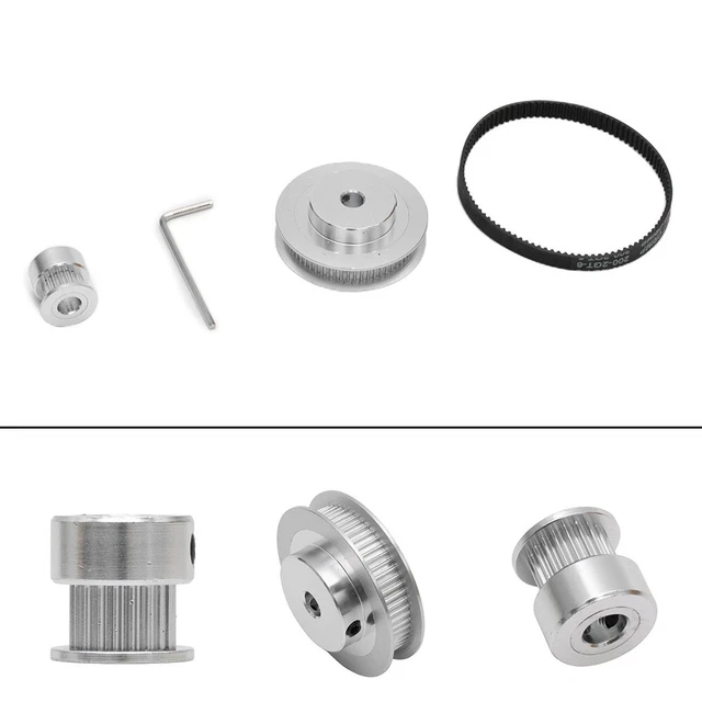 Poulies Synchrones 2GT - 20 Dents Et 60 Dents, Alésage 8mm - En Aluminium, Pour Imprimante 3D, CNC, Robotique - Avec Courroie Fermée ~20cm
