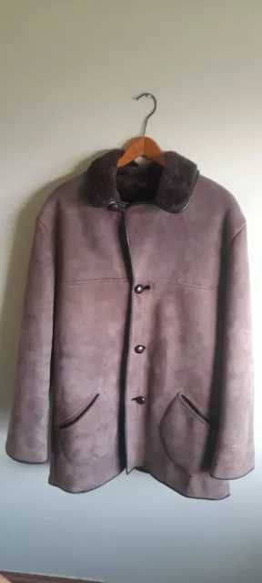 Vintage Real Mens Sheepkin Coat Size 44