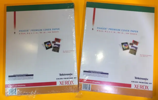 2 x 100 Sheets Xerox Tektronix Phaser Premium Cover Paper 60LB A-Size 8.5 X 11