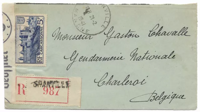 1938 / 1941 - N°392, censure de la wehrmacht sur enveloppe pour la Belgique