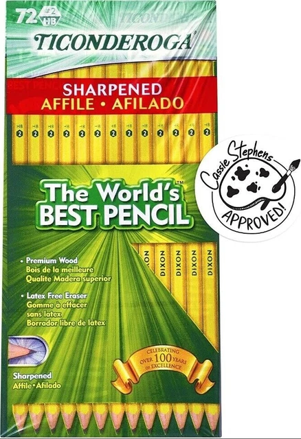 Ticonderoga Pencils Wood-Cased Graphite #2 HB Soft Pre-Sharpened Yellow 72 Count
