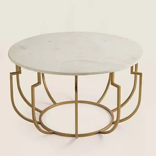 Marble Coffee Center Table with Soft White Marble Top by Siobhan Murphy