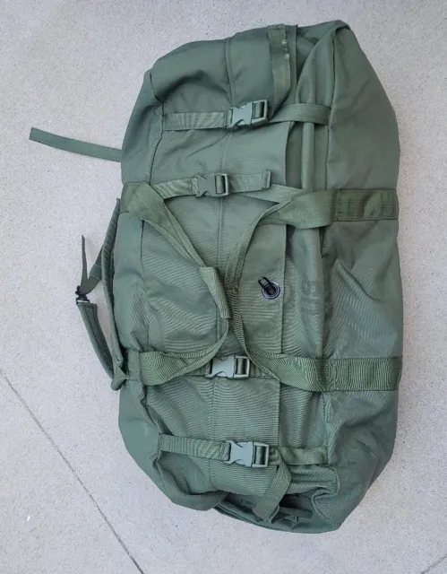 US Military Army IMPROVED Duffle Bag Back Pack USGI - OD GREEN Side Zip