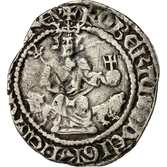 [#493041] Italie, Robert d'Anjou, Gigliato, 1309-1343, Naples, Argent, TTB