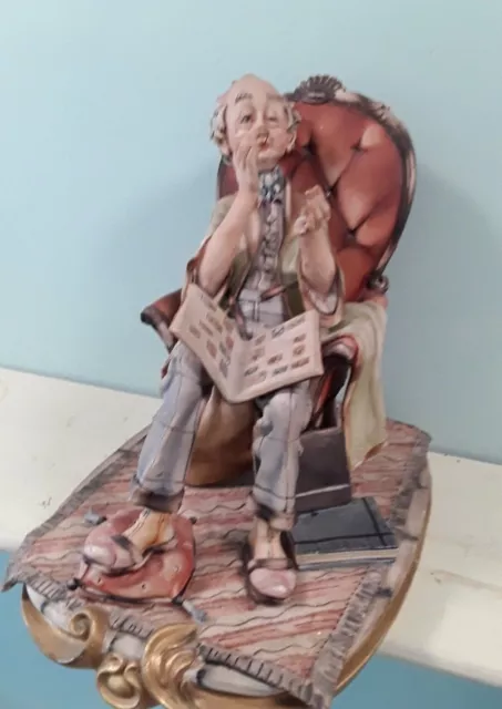 Large Capodimonte figurine Titled 'The Philatelist' Signed Milio 1960s