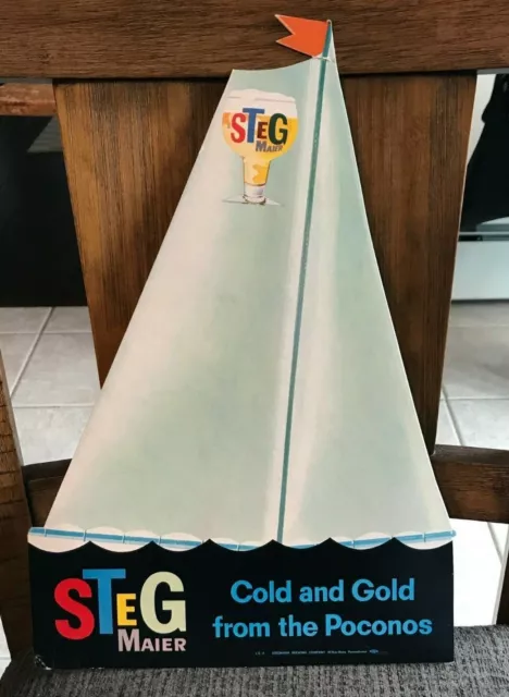 Vintage Stegmaier Beer - Brewing Co Cardboard Sailboat Sign Wilkes Barre Pa