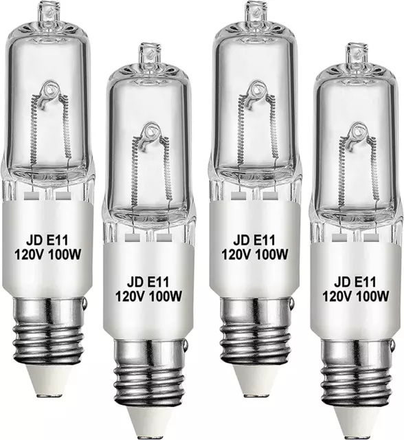 4 Pack JDE11 Bulb,120V 100W Halogen Candelabra Bulbs,T4 Mini Base JD E11 Bulb ,D