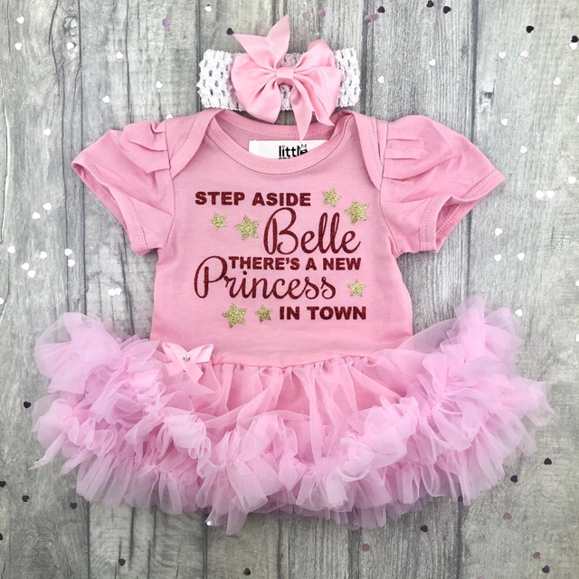 BAMBINA BELLA PRINCIPESSA TUTU ROMPER Oro Rosso Glitter Design Disney Giallo