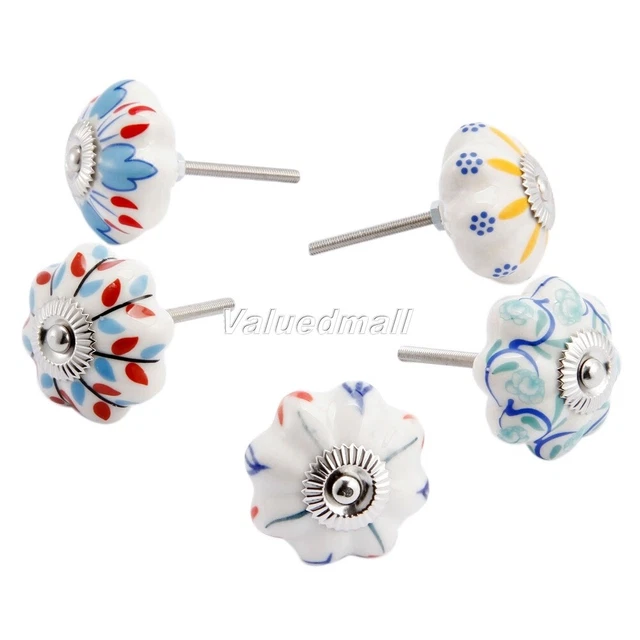 Vintage Stylist Pumpkin Flower Ceramic Pull Knobs Cabinet Drawer Cupboard Handle