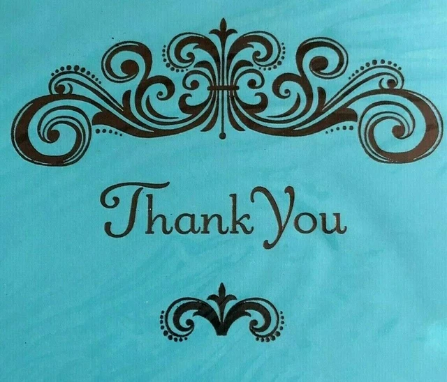 American Greetings Thank You Cards Rose Gold Design on Turquoise Pack of 10