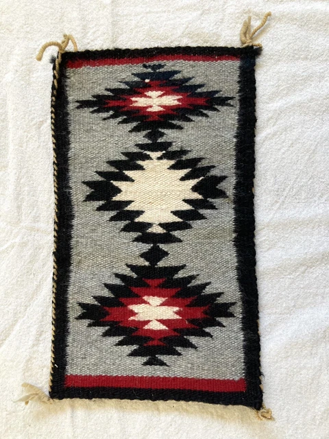 Navajo Weaving Rug Small Blanket Tribal Geometric Art 7.25”x12.75”