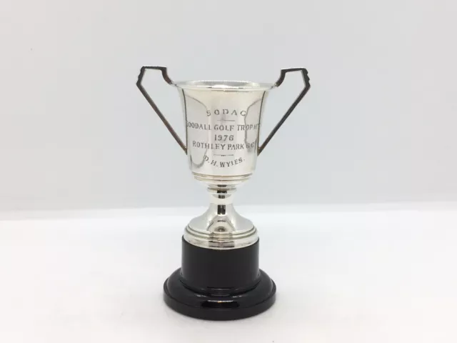 Vintage Solid Sterling Silver Golf themed twin handled Trophy Cup