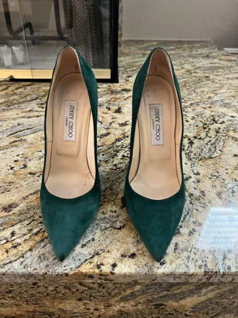 Jimmy Choo Suede Evergreen ANOUK (suede forest green) heels size 39.5
