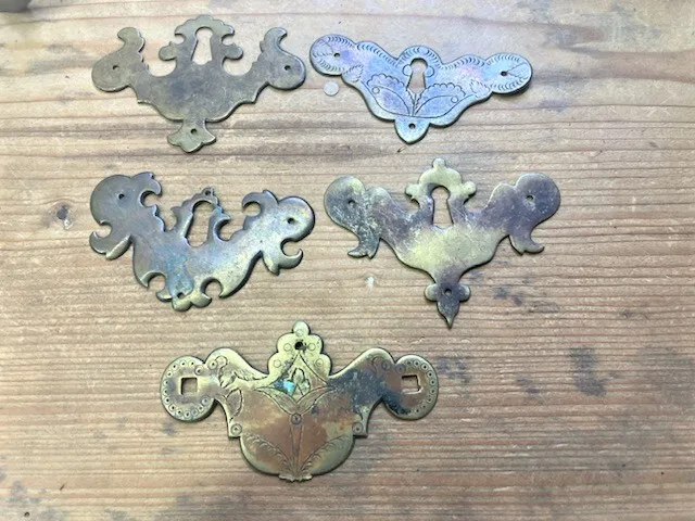 Lot Of5 Vintage Fancy Escutcheons Antique  Key Hole Cover Plates Escutcheon