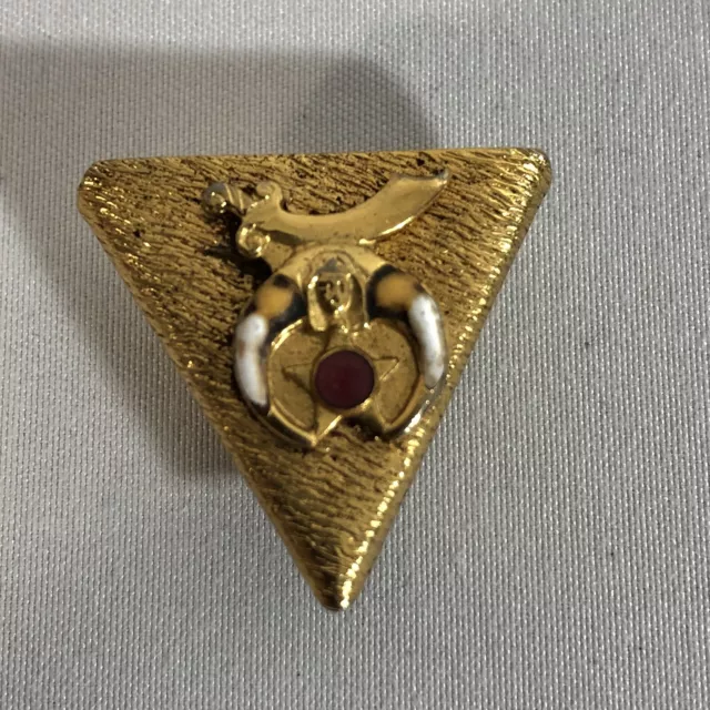 Shriner Gold Triangle Pyramid Shape Lapel / Pin / Badge Vintage Free Masonry GS0