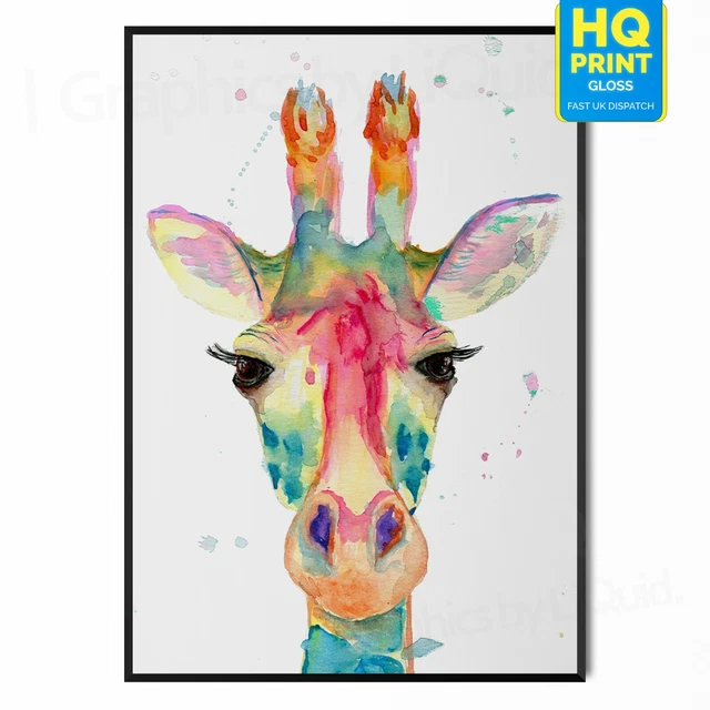 Jirafa Abstractas Colorido Dormitorio Decoración Hogar Pósters Moderno sin Marco