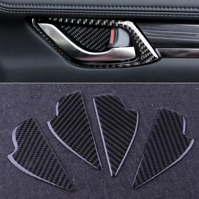Carbon Fiber Car Interior Door Handle Bowl Cover Trim Fit For Mazda CX-3/5/8/9