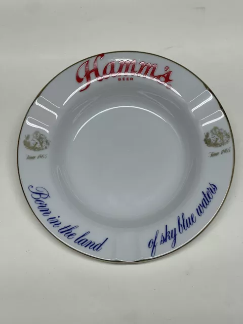 Vintage Advertising HAMM’S Beer Ashtray Land of Sky Blue Waters Porcelain