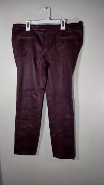 Helmut Lang 100% Lamb Leather Straight Leg Ox Blood Pants Size 8