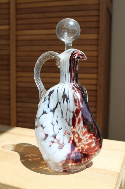 Beau Vase Carafe Soliflore Ancien Pate de Verre Clichy 1900 Legras