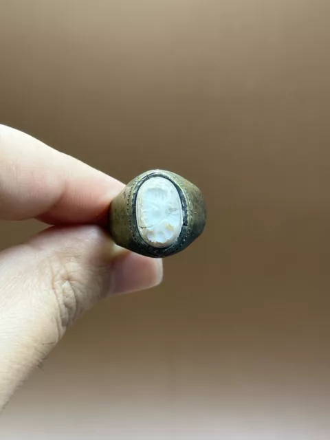 Very Unique Ancient Roman Rare King Intaglio Bronze Ring 2