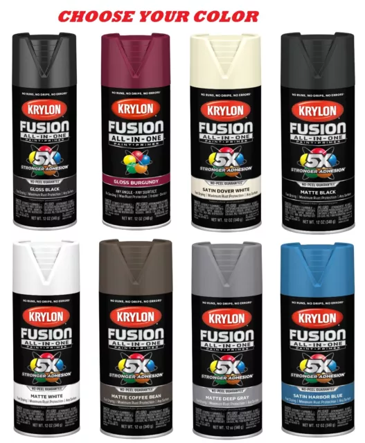 Krylon Fusion All In One Spray Paint Gloss 5x stornger 12 Oz  Choose your color