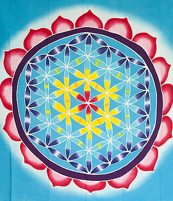 Batik Chakra Sri Yantra Mandala Fleur Tenture Coton Fait Main 104x102cm 1555 U 2
