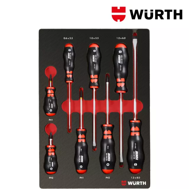 Set Cacciaviti Taglio Croce PH per Carrello Tappetino 8pz - WÜRTH 0965905505 2