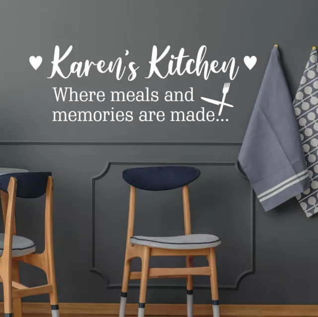 Kitchen Memories Wall Sticker With Personalised Custom Name Decal Quote Vinyl