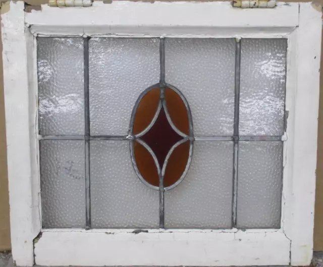 OLD ENGLISH LEADED STAINED GLASS WINDOW Simple Diamond 19.75" x 17"