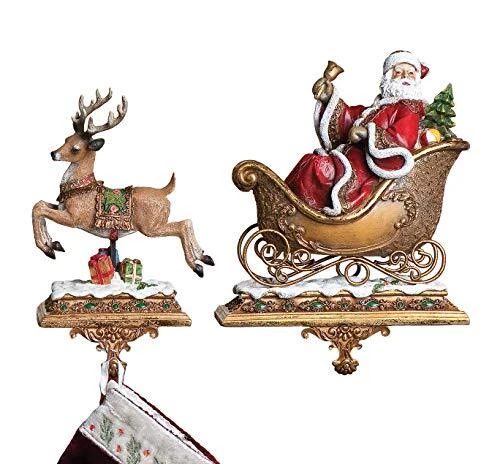 Joseph's Studio by Roman - Set of 2 Santa with a Reindeer Stocking Holder 9.2... Joseph's Studio by Roman - Set of 2 Santa with a Reindeer Stocking Holder 9.2...