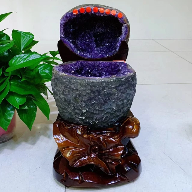 29.26LB Natural Amethyst geode quartz Crystal Mineral specimen Healing +stand