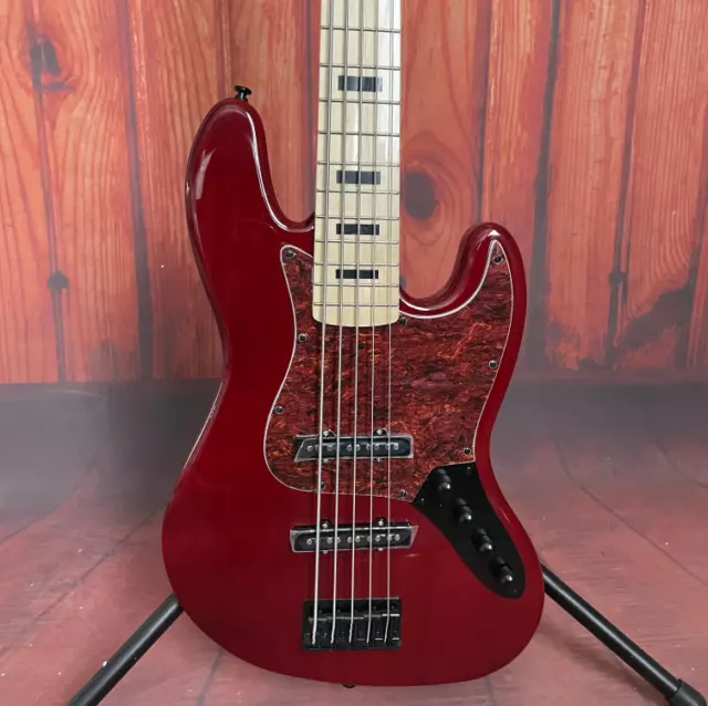 Custom 5-strings Electric Bass Guitar Red Jb Bass Black Hardware Maple Fretboard 2