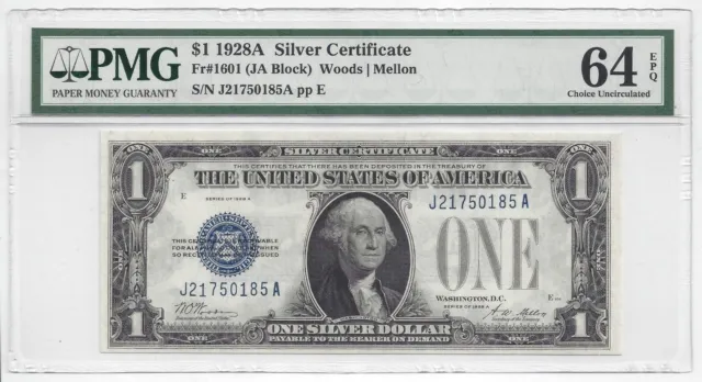 Series 1928A $1 Silver Certificate Fr-1601 PMG 64EPQ (59021)