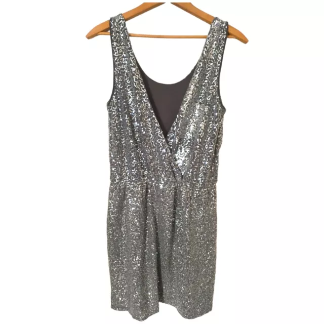 Express All Over Sequin Dress S Mini Silver Shimmery Cocktail Evenings Party