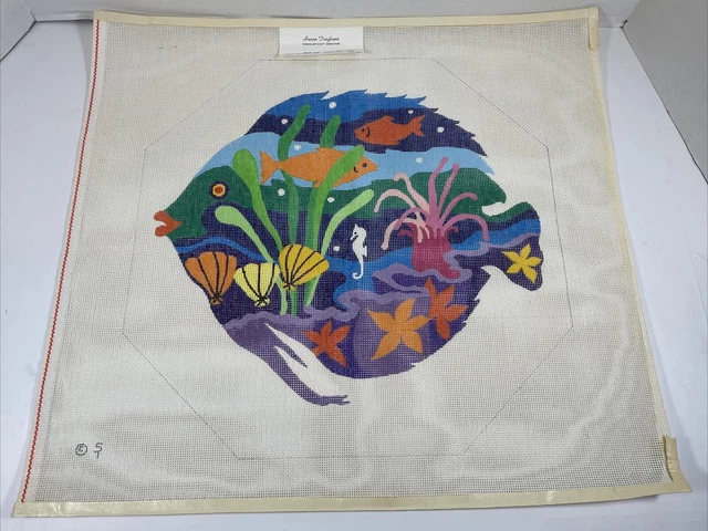 Colorido lienzo con aguja pintado a mano peces tropicales diseño de 14 unidades por Susan