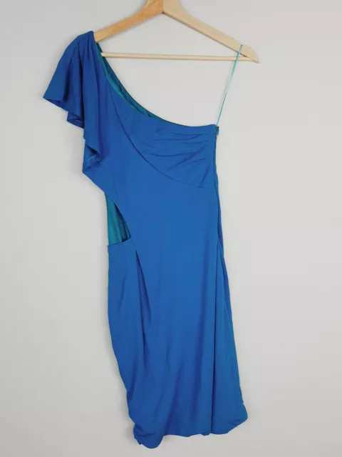 HALSTON HERITAGE Womens Size 6 or US 2 Blue One Shoulder Dress