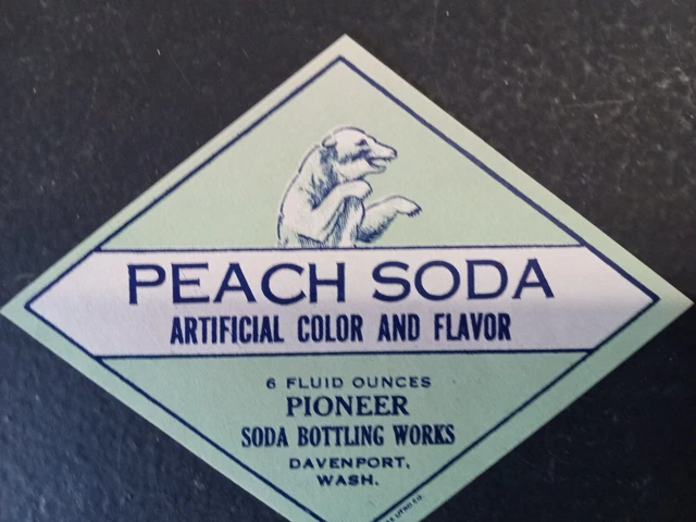 Peach Soda Pioneer Soda Bottling Works Davenport Washington Label BB - 41