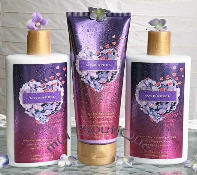 3 Pc Victorias Secret Love Spell Valentine Xoxo Collector Edition Lotion Cream