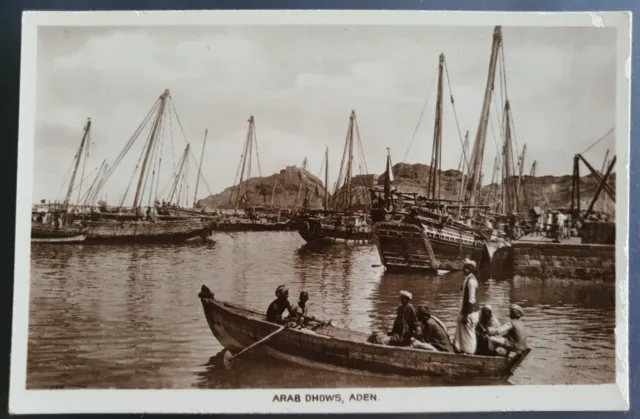 Vintage Postcard Arab Dhows. Aden. by M. Howard. RP.