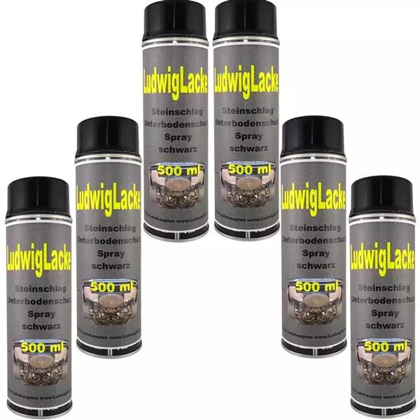 Spraydosen Steinschlagschutz Unterbodenschutz 6 x 500ml Schwarz überlackierbar