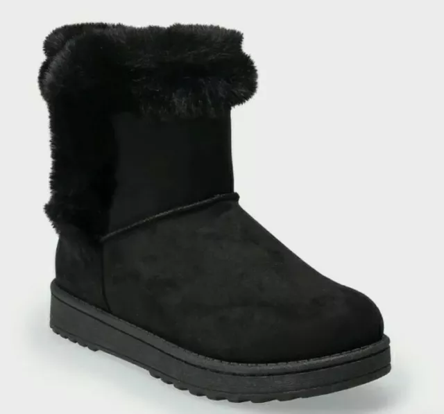 SO Paulina Faux-Fur Winter Boots Black Women's Size 8 9 10