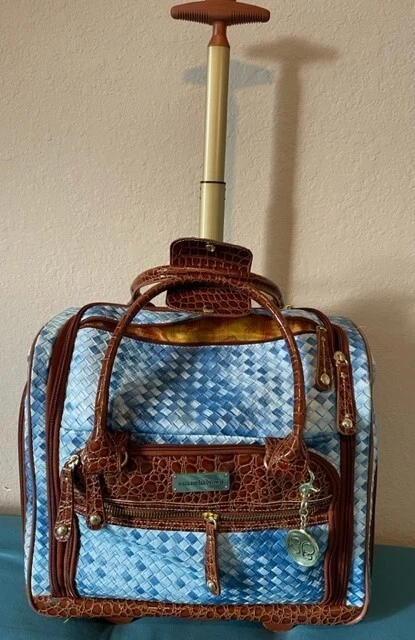 Samantha Brown Basket Weave Carryon Blue In Very Good Condition.