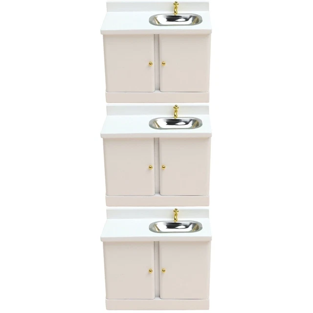 3 piezas gabinete de cocina fregadero de cocina en miniatura gabinete de cocina mini madera