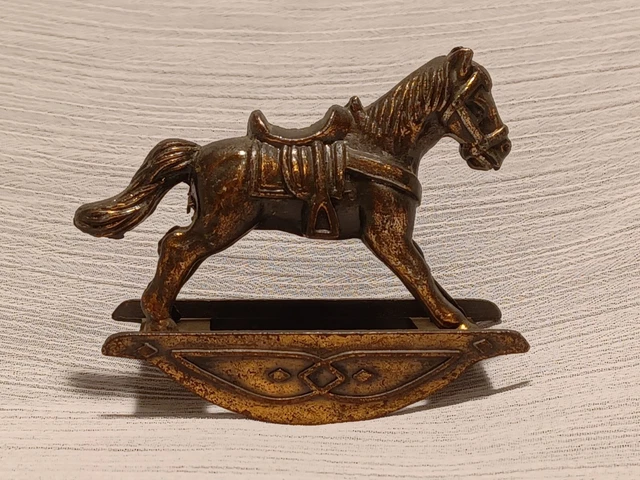 Miniature Metal Rocking Horse Toy Vintage Danbury 1976 Hong Kong