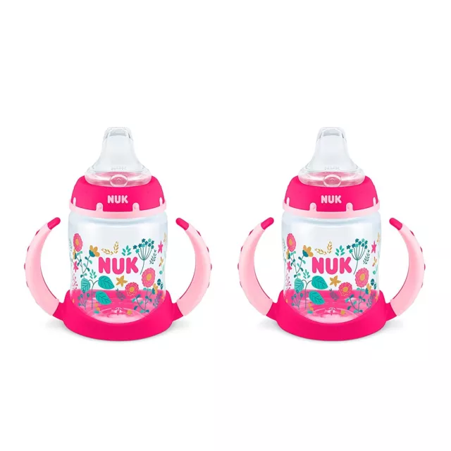 2-pk NUK Learner Bottle Sippy Active Cup, Baby Feeding 5oz, Flowers Superb